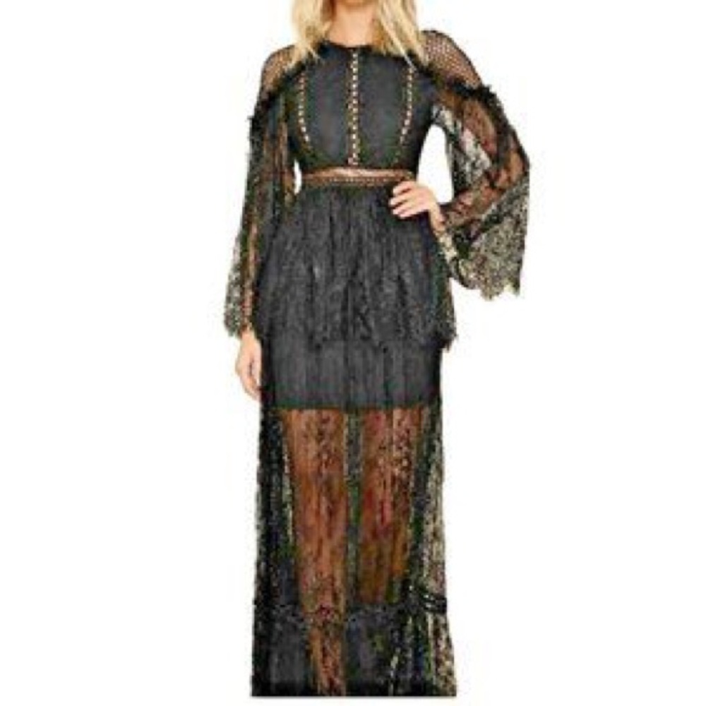 Garota Black Lace Maxi Dress
